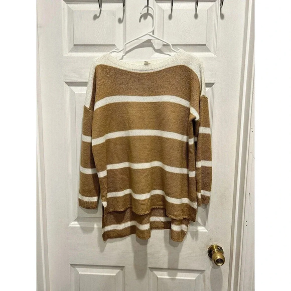 BiBi Women's‎ Sweater Cream And Brown Stripes Size Medium - Picture 1 of 6